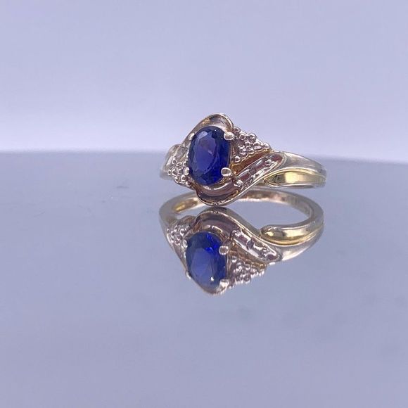Vintage Sterling Silver Two-Tone Sapphire Ring - Picture 11 of 16